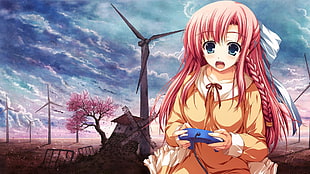 anime woman holding game controller poster