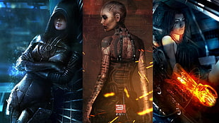 three assorted-character digital wallpaper collage, Mass Effect, video games, Miranda Lawson, Kasumi Goto HD wallpaper