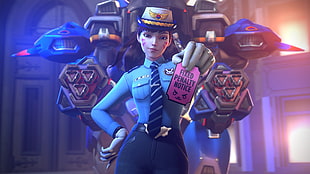 woman wearing sheriff uniform anime character