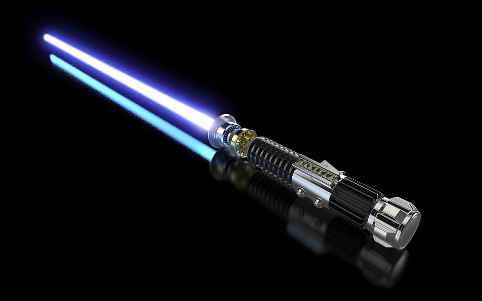 black and gray hair curler, lightsaber, render, CGI, reflection HD wallpaper