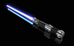 black and gray hair curler, lightsaber, render, CGI, reflection