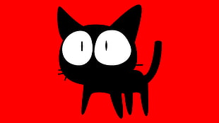 black and white emoji illustration, FLCL, cat HD wallpaper