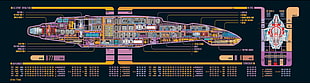 black blue print screengrab, multiple display, Star Trek, USS Defiant, spaceship HD wallpaper