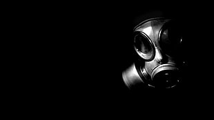 gas masks, creepy, minimalism, black background