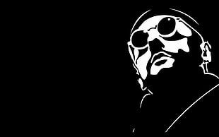 man with sunglasses stencil artwork, Leon, Jean Reno