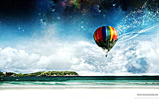multicolored air balloon, hot air balloons, artwork, digital art, sky