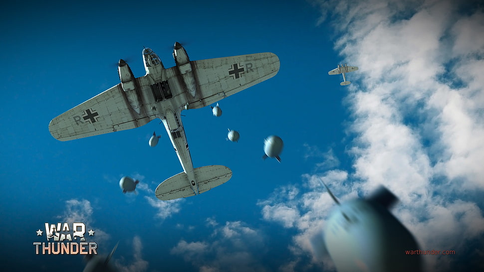 white airplane with text overlay, War Thunder, airplane, Gaijin Entertainment, video games HD wallpaper