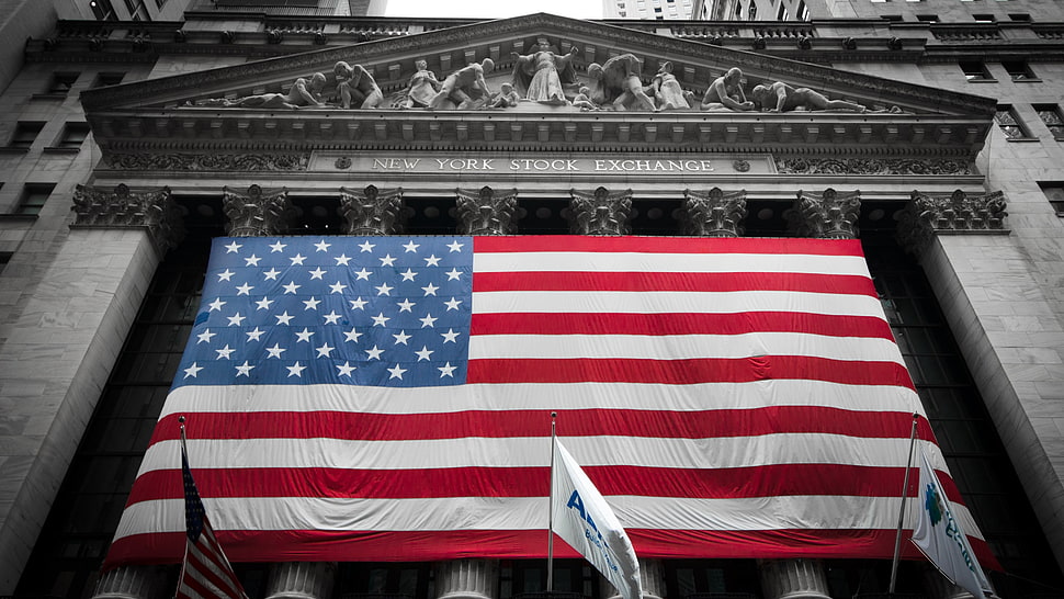 U.S.A flag, architecture, city, New York City, flag HD wallpaper