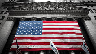 U.S.A flag, architecture, city, New York City, flag