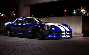 blue and white Dodge Viper coupe, car, Dodge Viper, Dodge, blue
