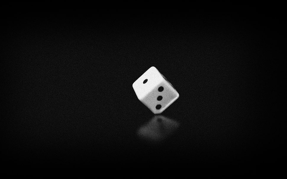 white dice on black surface illustration HD wallpaper