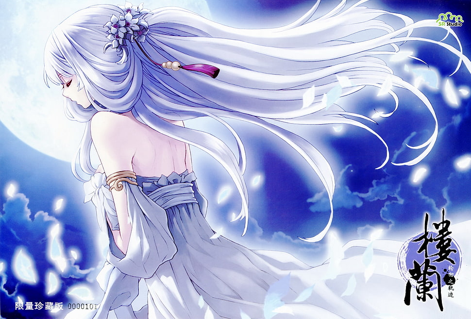 white haired woman anime character photo HD wallpaper