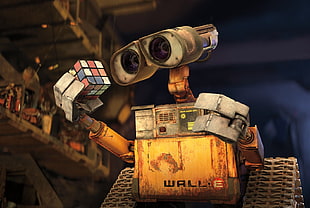 Wall-E illustration, Pixar Animation Studios, Disney Pixar, WALL·E, Rubik's Cube