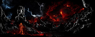 red and black digital wallpaper, artwork, fantasy art