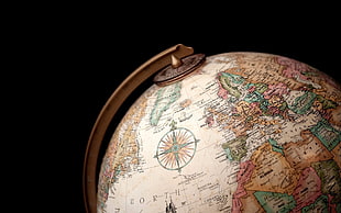 brown framed desk globe, minimalism, artwork, globes, world map