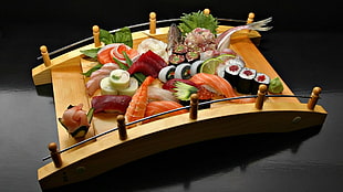 bridge tray with sushi