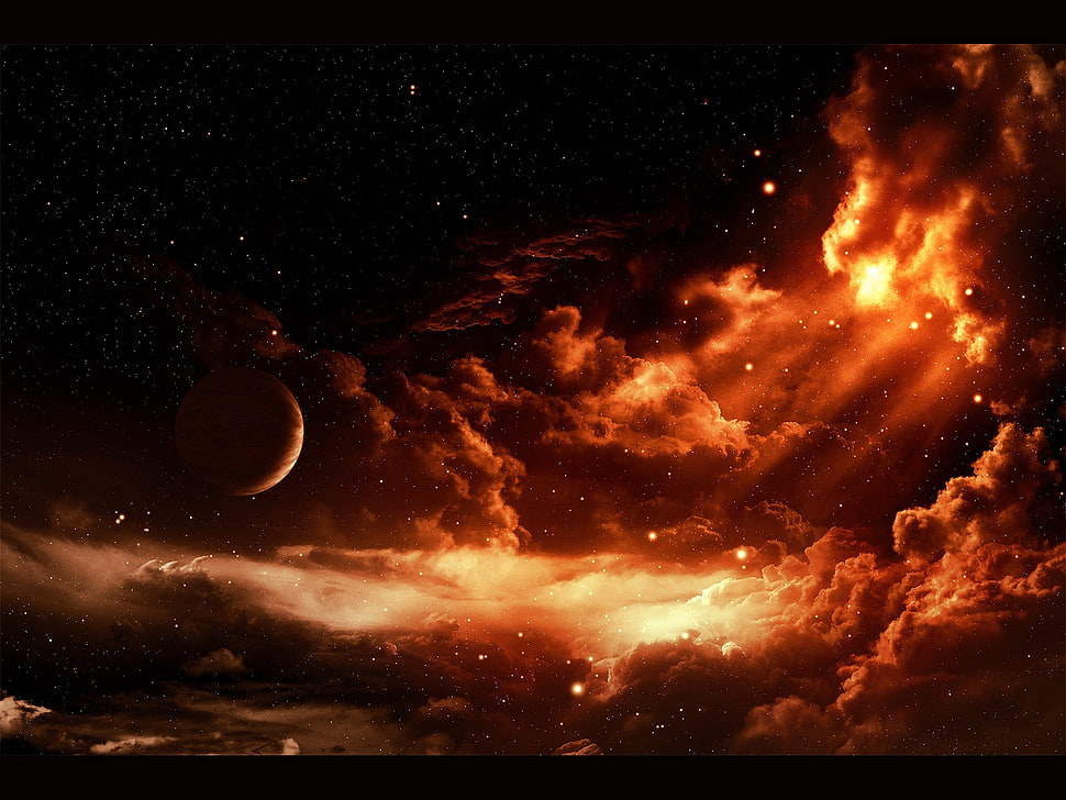 black and red skies during night time HD wallpaper