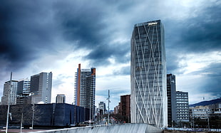 high rise buildings under gloomy skies HD wallpaper