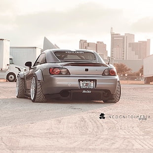 gray coupe, car, tuning, Stance, honda s2000