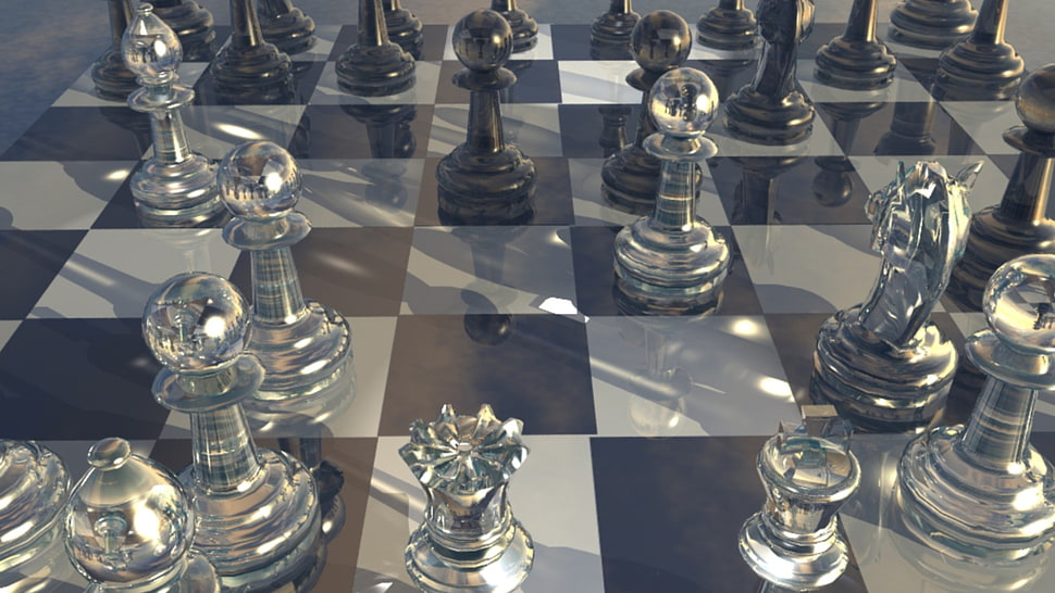 gray and white chess board game HD wallpaper