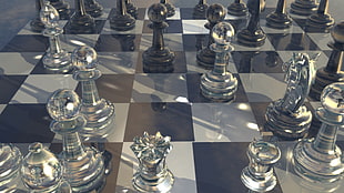 gray and white chess board game
