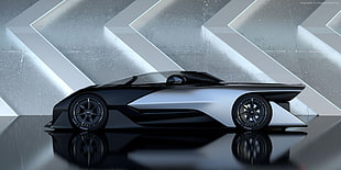 black and silver concept sports car
