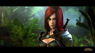 red haired female character digital wallpaper