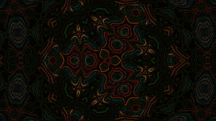 red, green, and purple printed textile