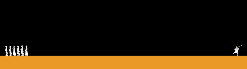black and gray background with several people illustration HD wallpaper