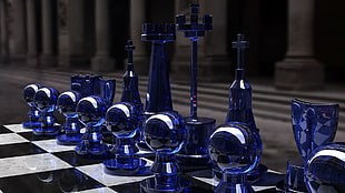blue chess piece HD wallpaper