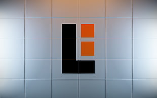 L logo, Lunar Industries LTD , tiles, black holes, black HD wallpaper