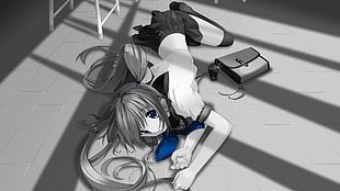 grey haired girl anime character illustration