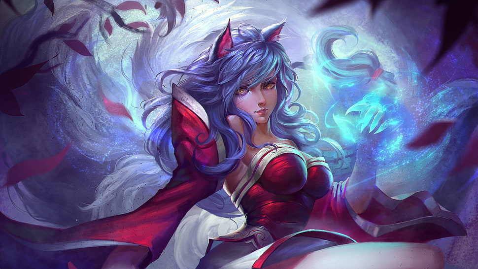 League of Legends Ahri illustration, Ahri, League of Legends HD wallpaper