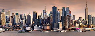 city skyline photograph, photography, city, panoramas, New York City