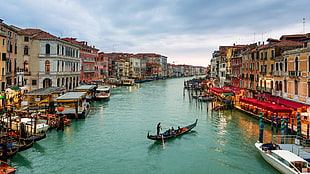 blue gondola, Venice, Italy, cityscape