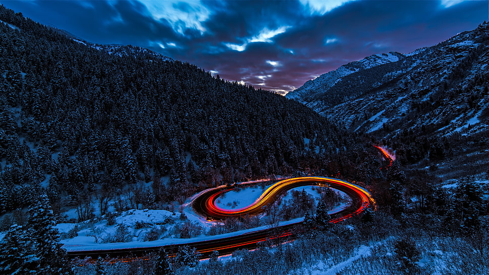 gray mountains, Road, Light, Sky HD wallpaper