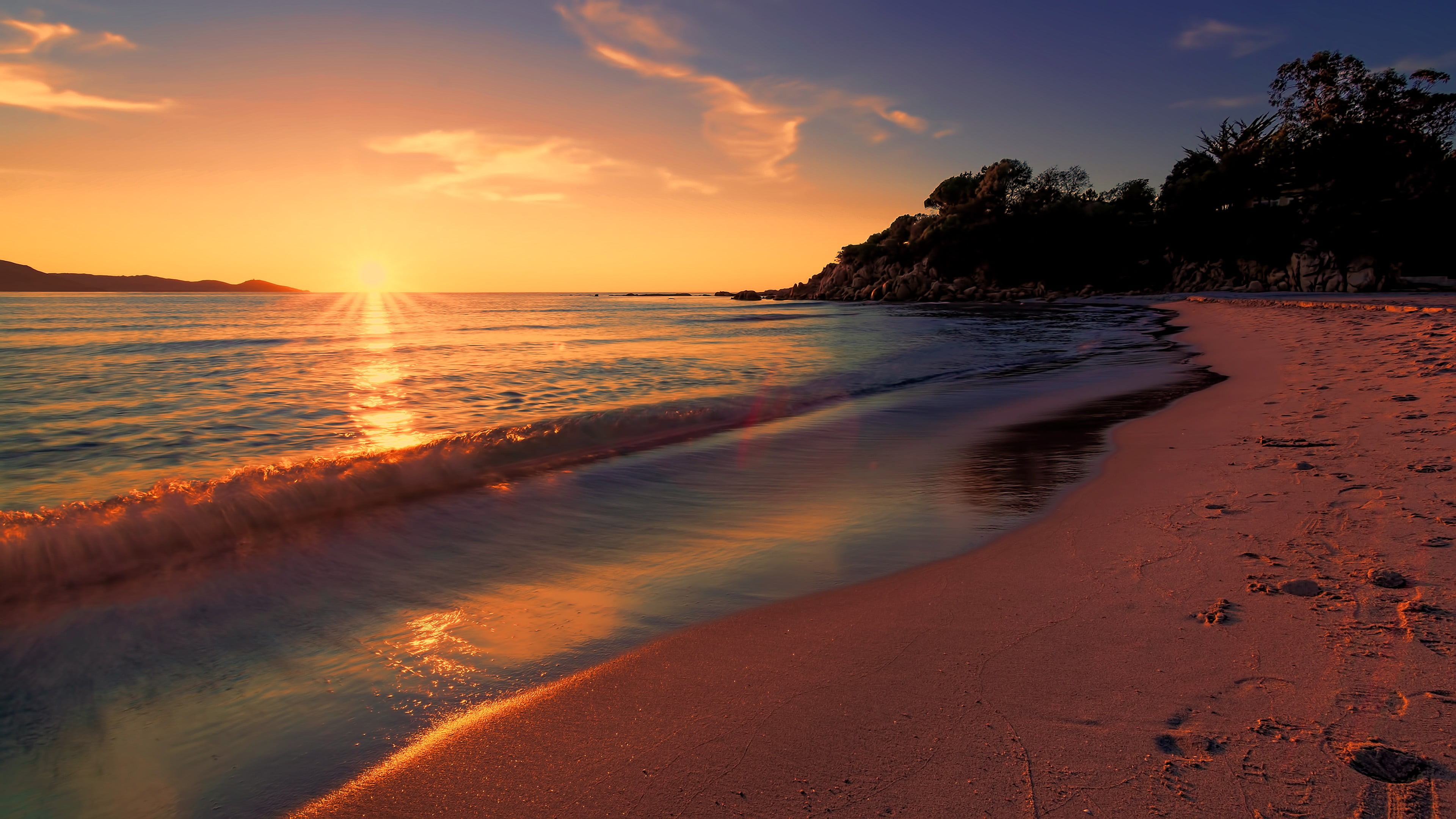 seashore, sea, long exposure, sunset, nature