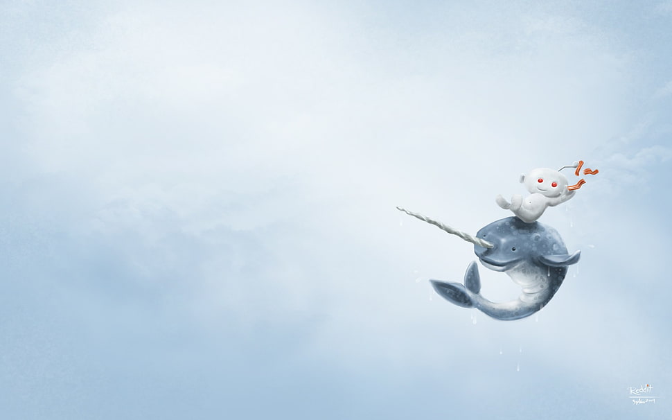 robot riding dish illustration, reddit HD wallpaper