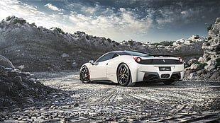 white Ferrari sports car, car, Ferrari, Ferrari 458 Italia