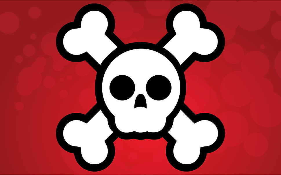 white skull logo, skull and bones, vector, vector art, red background HD wallpaper