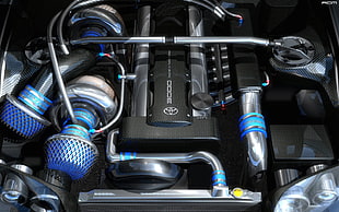 black Toyota engine, Toyota Supra, Toyota, car, 2jz-gte