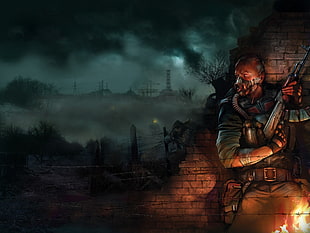 male character holding rifle digital wallpaper, S.T.A.L.K.E.R., video games