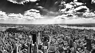 aerial black and white photo of City Buildings