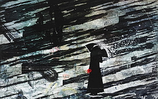 grey and black abstract painting, Alex Cherry, artwork, digital art HD wallpaper