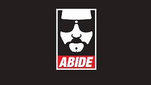 Abide logo, minimalism, brown background, typography, quote
