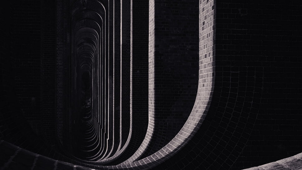 gray concrete brick wall, dark, wall, bricks, shadow HD wallpaper