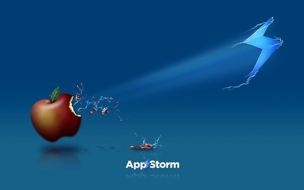 bitten apple App Storm illustration HD wallpaper