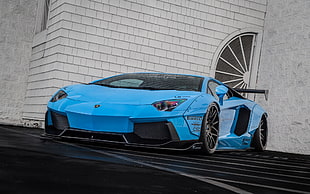 blue Lamborghini coupe
