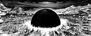 shock wave illustration, manga, monochrome, Akira