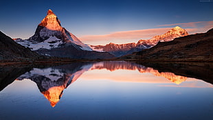 mountain and river landscape illustration